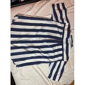 Brut Mens Navy White Stripe Short Sleeve Button Up Casual Shirt Size XL